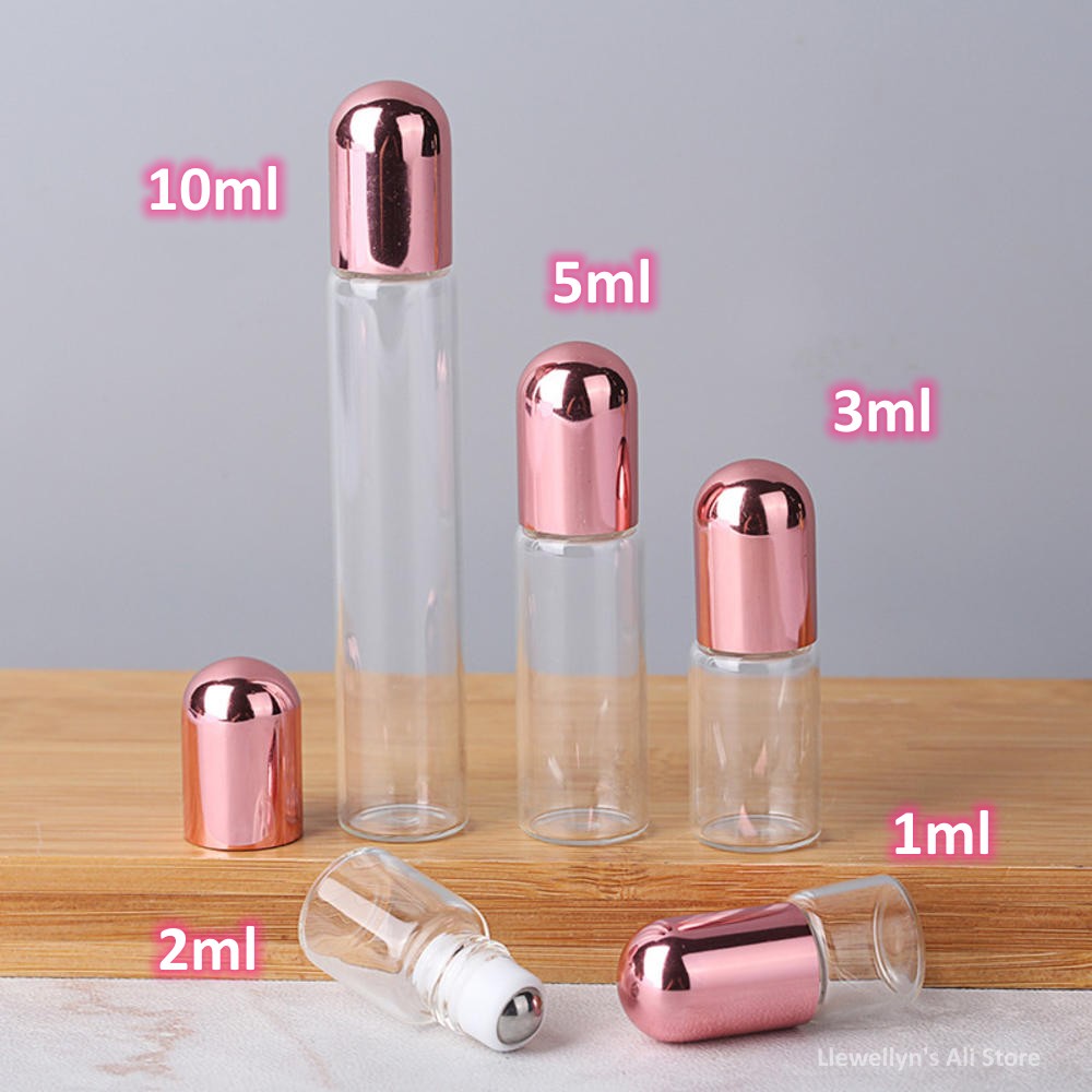 Essential Oil Roller Bottles10ml/5ml/3/2ml/1ml With Metal Roller Ball For Fragrance Travel Refillable Glass Empty Perfume Bottle