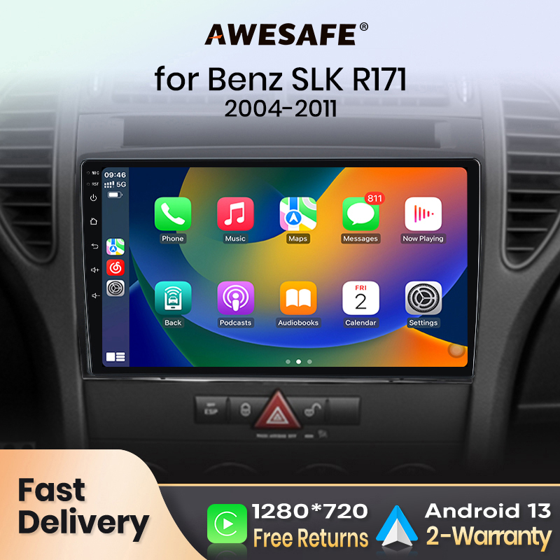 Awesafe PX9วิทยุติดรถยนต์สำหรับ Mercedes Benz SLK คลาส R171 2004-2011 SLK 200 280 300 350หน้าจอรถยนต์แบบไร้สายแอนดรอยด์