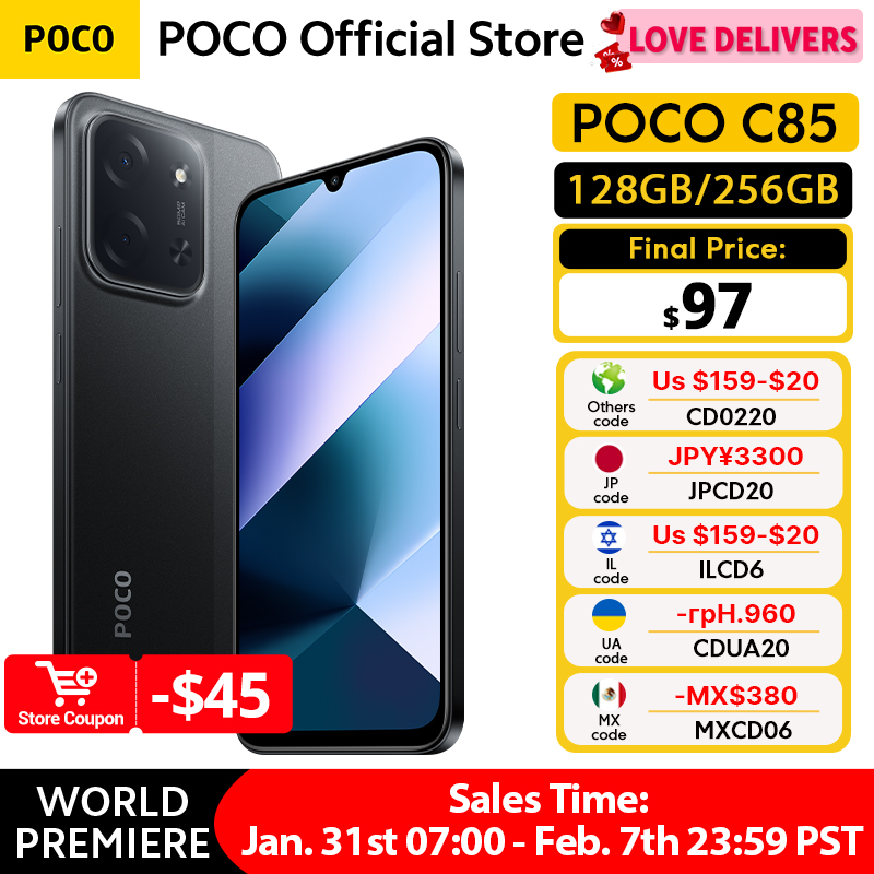 Global Version POCO C85 Smartphone 128GB 256GB MTK Helio G81-Ultra 6.9" Dot Drop Display 50MP Main Camera 6000mAh 33W Charging