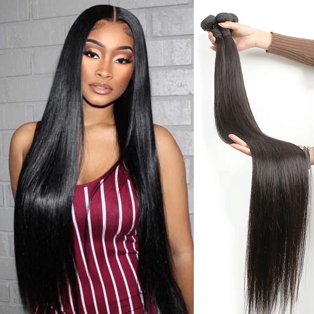 Peruvian Human Hair Bundles Straight Raw 3 4 Bundles 28 30 Inch Virgin Remy Hair Extensions For Women Sew In Quick Weave Bundles