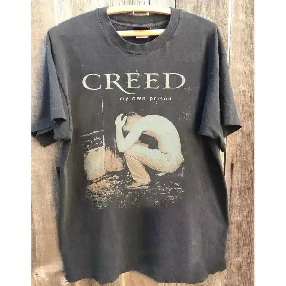 Metalowa koszulka, koszulka zespołu Creed, koszulka dla fana zespołu Creed, koszulka z trasy koncertowej zespołu Creed, koszulka z grafiką zespołu rockowego Creed, koszulka na koncert zespołu Creed