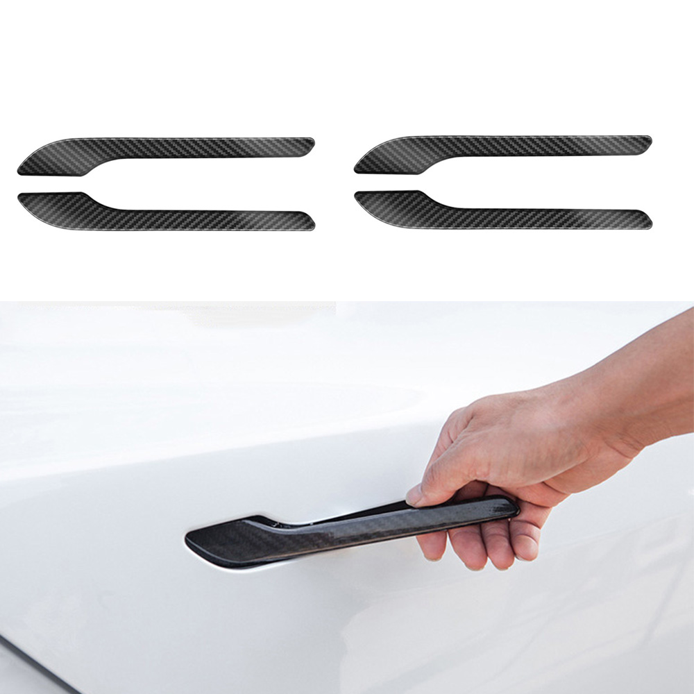 4 Uds manija de puerta pegatina ABS para Tesla modelo 3/Y 2017-2025 cubierta de envoltura de puerta pasta Model3 modelo Y accesorios fibra de carbono ABS