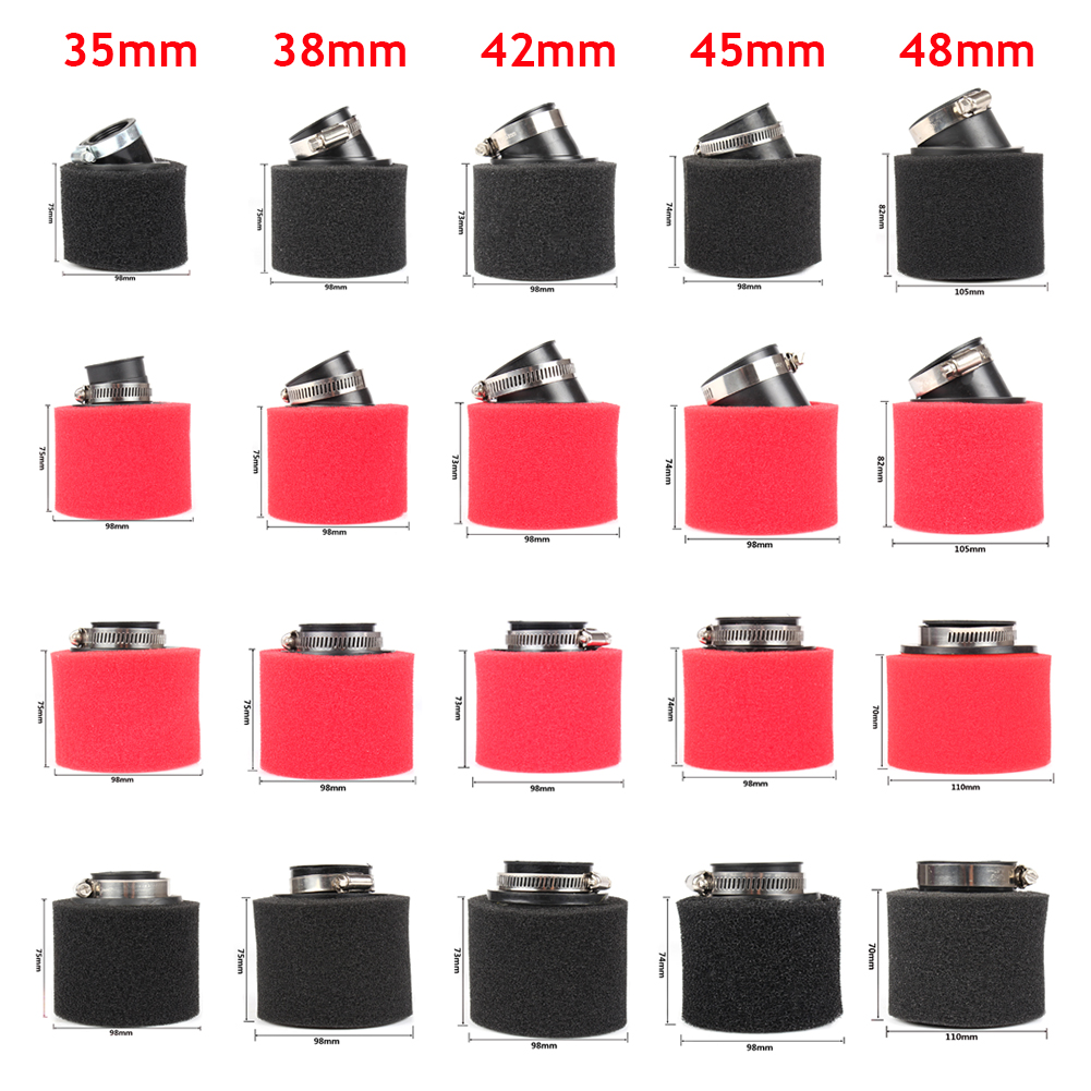 Filtro aria in schiuma nera e rossa 35mm 38mm 42mm 45mm 48mm 50mm 60mm Spugna detergente Ciclomotore Scooter Dirt Pit Bike Moto