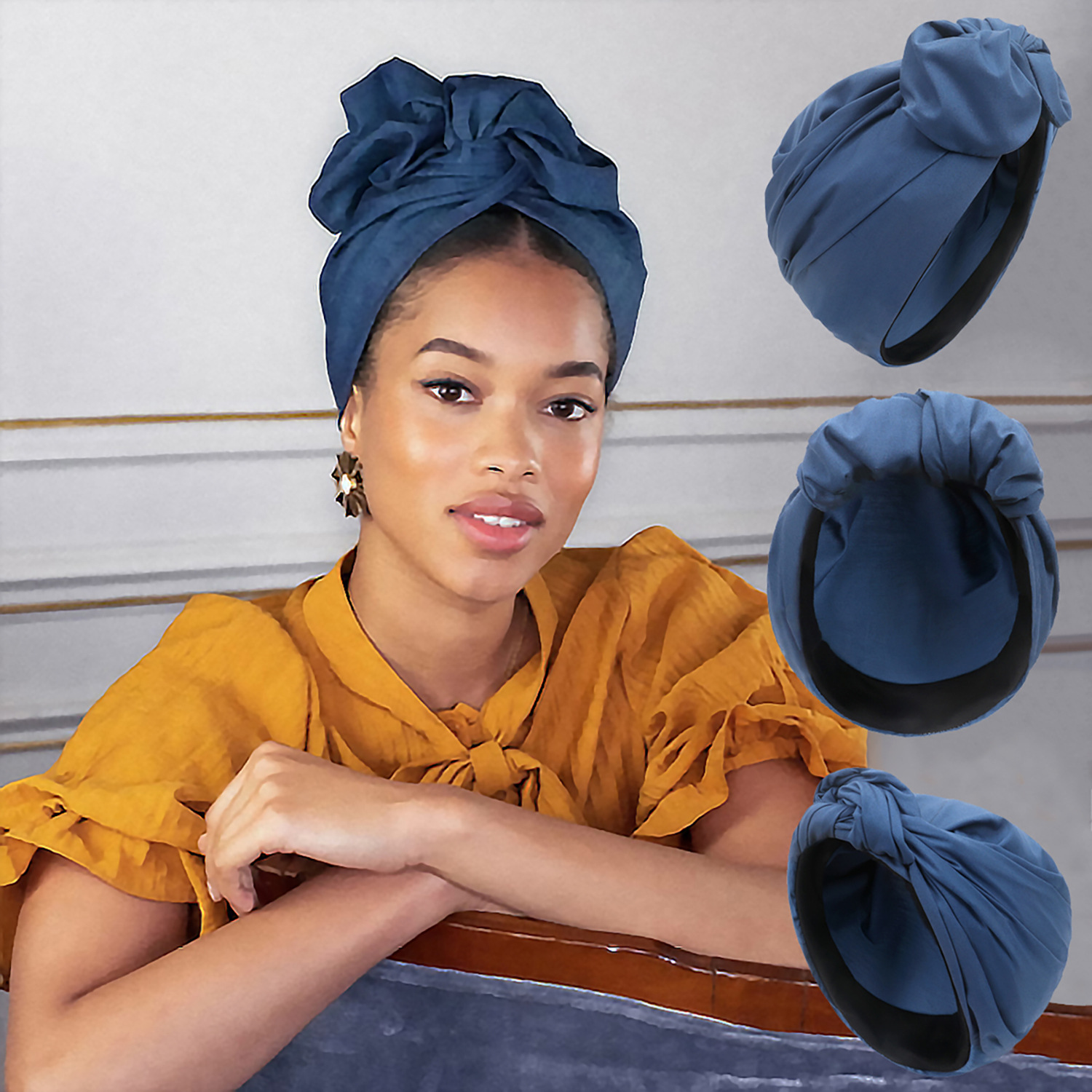 Gorro turbante Vintage francés, Bandana femenina a la moda, diadema para mujer, gorro para cubrir el cabello, envolturas para la cabeza para mujer, pañuelo musulmán para la cabeza