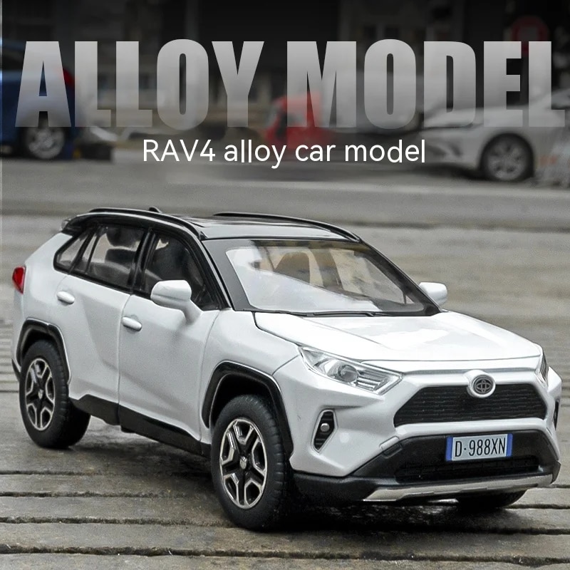 1:32 โมเดลรถDiecast RAV4 - ไฟ เสียง พวงมาลัย! ของขวัญวันเกิดสําหรับเด็กที่สมบูรณ์แบบของเล่นรถบรรทุก Tundra ออฟโรดเหมาะสําหรับเด็ก