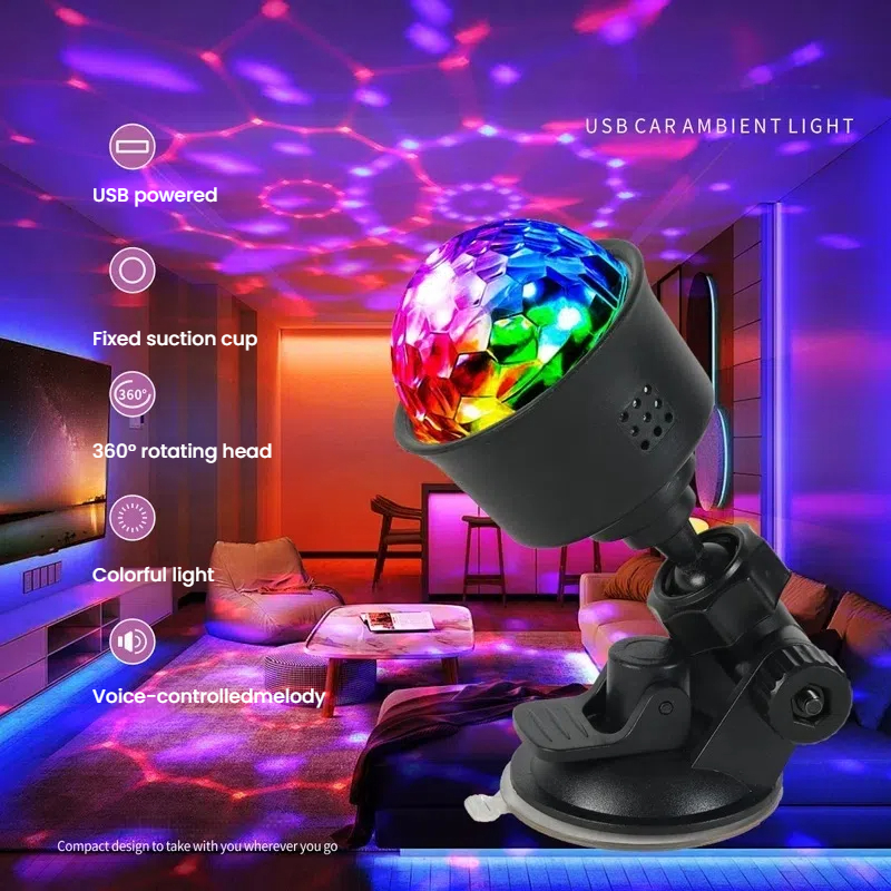Obrotowy Wielokolorowy Projektor USB Lampka Nocna do Domu Sypialni Dekoracja na Imprezę Światło Disco Dekoracja Pokoju Dziecięcego Impreza Bożonarodzeniowa