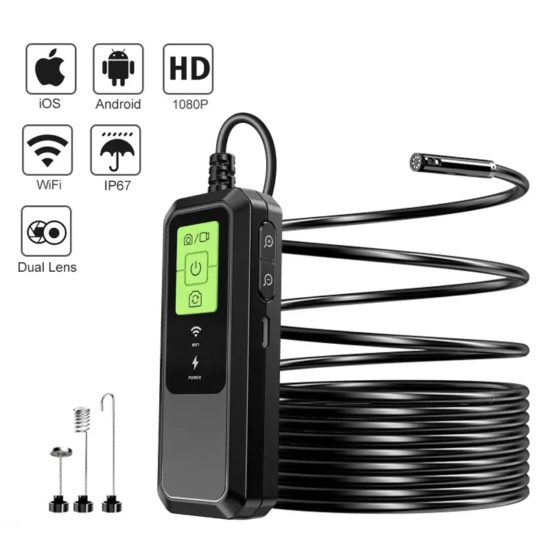 Беспроводной эндоскоп 1080P HD одиночный и двойной Wi-Fi бороскоп IP67 водонепроницаемая эндоскопическая камера с подсветкой для смартфона Android iOS