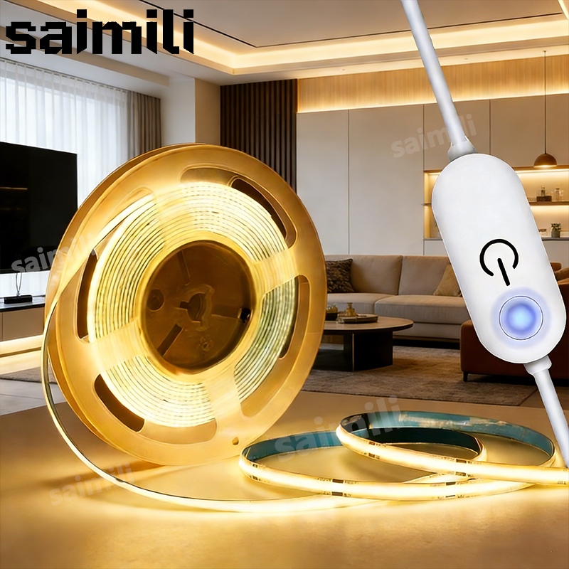 1-5M USB Power COB LED-striplicht Aanraakschakelaar Dimbaar voor binnenverlichting Woonkamer Slaapkamer Garderobe TV Achtergrond Keuken