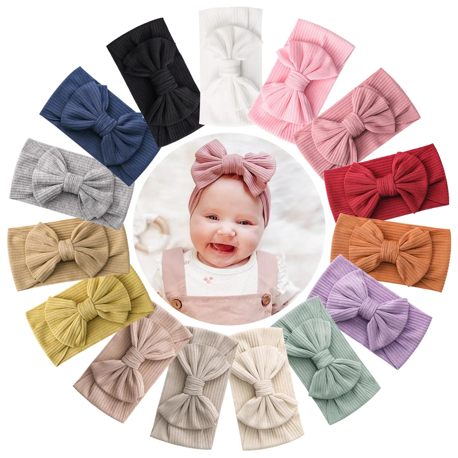 Doce cor malha bebê headbands costela arco elástico macio recém-nascido headbands para bebê menina crianças turbante infantil crianças acessórios