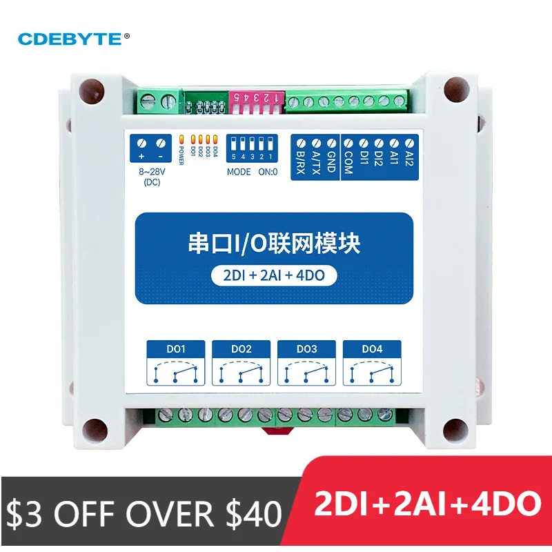 IOT RS485 MA01-AACX2240 ModBus RTU I/O-Netzwerkmodule mit seriellem Port, 4 Switch-Ausgänge, 2DI+2AI+4DO Stabilitäts-Watchdog für SPS