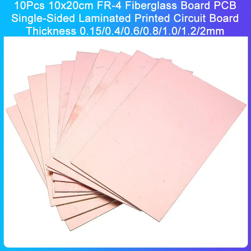 10 Stuks 10X20Cm FR-4 Glasvezel Bord Pcb Enkelzijdig Gelamineerd Printplaat Dikte 0.15/0.4/0.6/0.8/1.0/1.2/2Mm