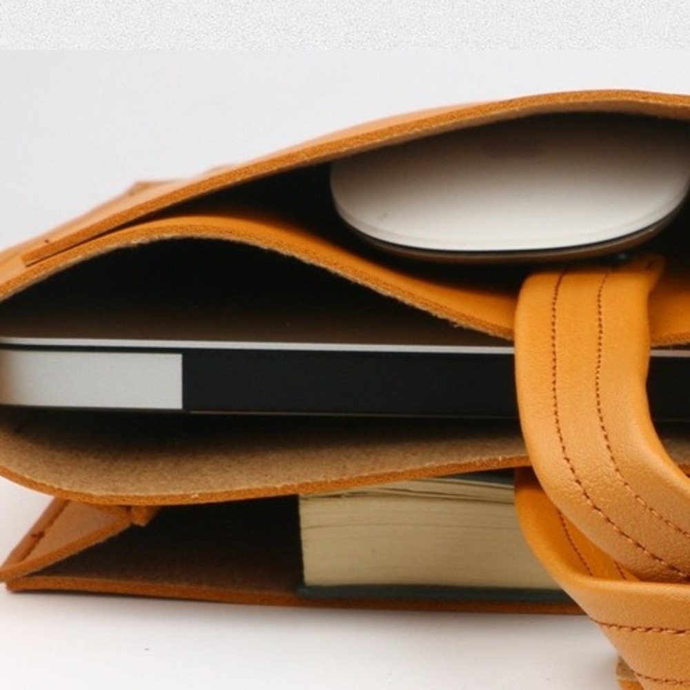 Portable Large Capacity Laptop Bag Solid Color Rectangle Handheld Bag PU With Storage Pocket Protective Bag Travel