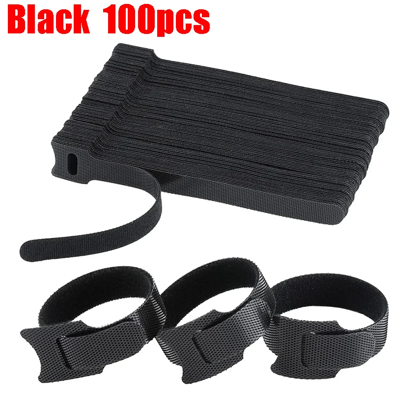 30/50/100 Stück lösbare Kabel-Organizer-Krawatten, Maus-Kopfhörer, Kabelmanagement, Nylon-Kabelbinder, wiederverwendbare Schlaufe, Reifen, Klebeband, Riemen, Krawatte