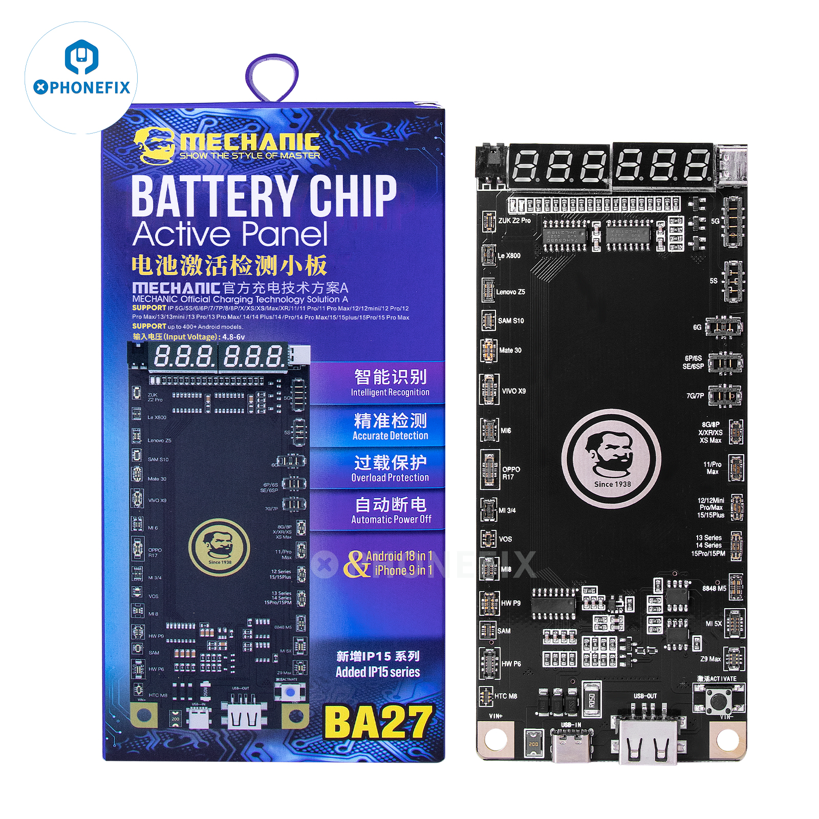 Monteur Ba27 Batterij Activering Detectiebord Batterij Snel Opladen Voor Iphone 5G-13 14 15 Pro Max Android Activering Met Één Klik