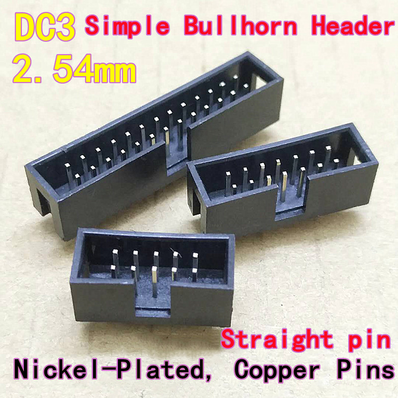 20 Stück einfache Bullhorn-Header, 2,54 mm Rastermaß, JTAG-Buchse DC3-6/8/10/14/16/20/24/30P/40P, gerader Stift-Header