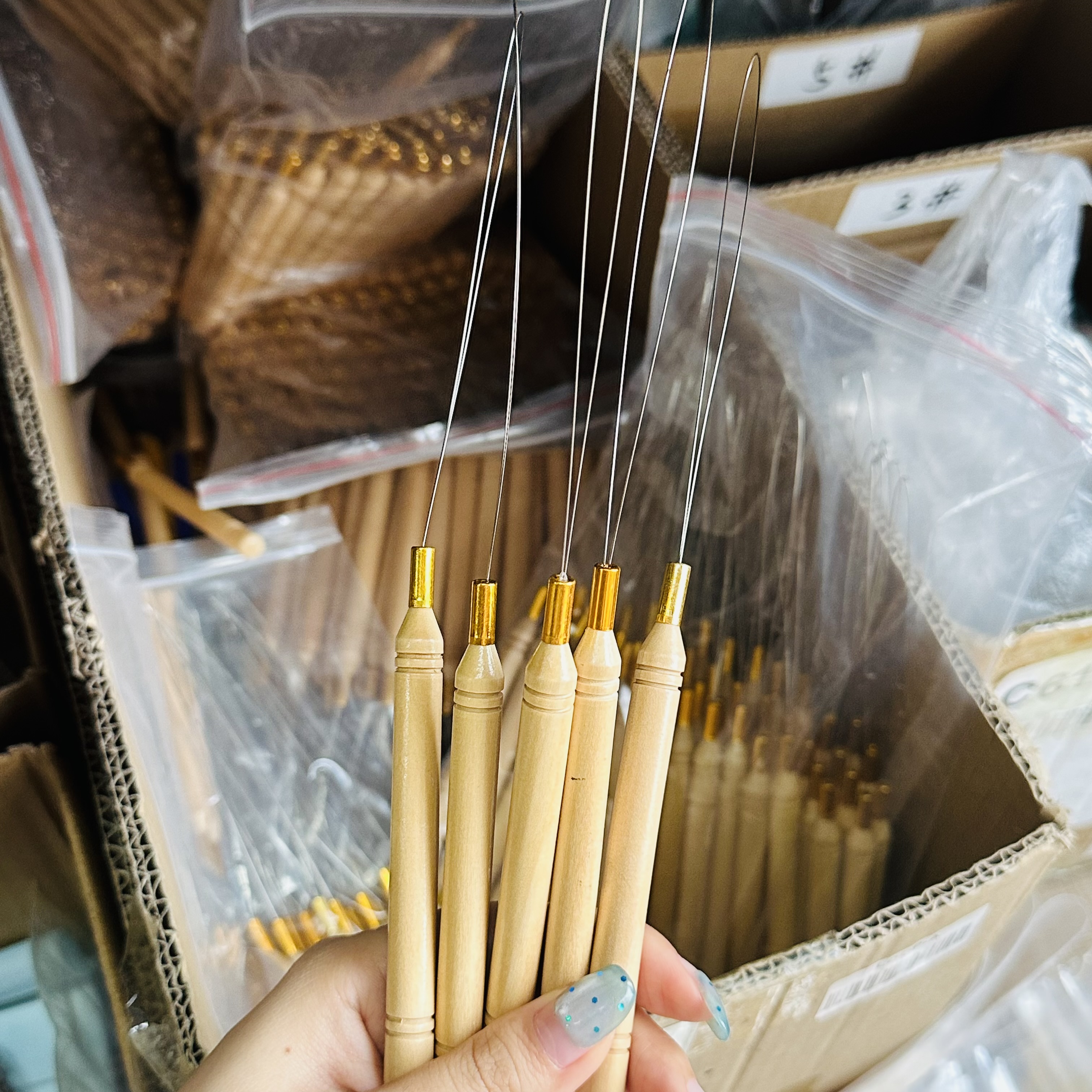 Micro แหวน LOOP เครื่องมือ LOOP Threader ดึงเข็มใช้กับคีมผมและลูกปัดสําหรับมนุษย์ Feather EXTENSION เครื่องมือ