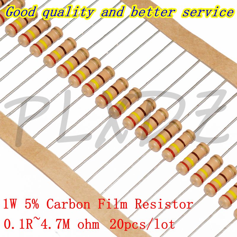 20 piezas 1W resistencia de película de carbono 5% 0.1R ~ 4,7 M 10R 100R 220R 330R 470R 1K 2,2 K 3,3 K 4,7 K 10K 22K 47K 100K 1M 10 100 220 330 470ohm