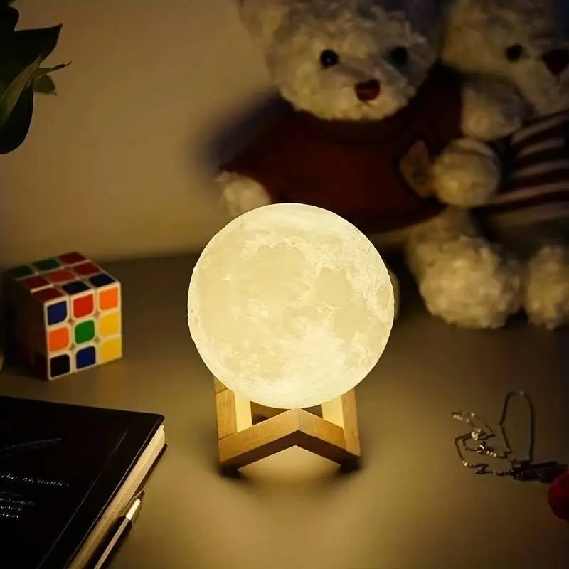 1 luz de lua LED luz galáxia, luz noturna de lua DIY, menina, menino, criança, presente de aniversário de mulher, decoração de quarto (luz quente)