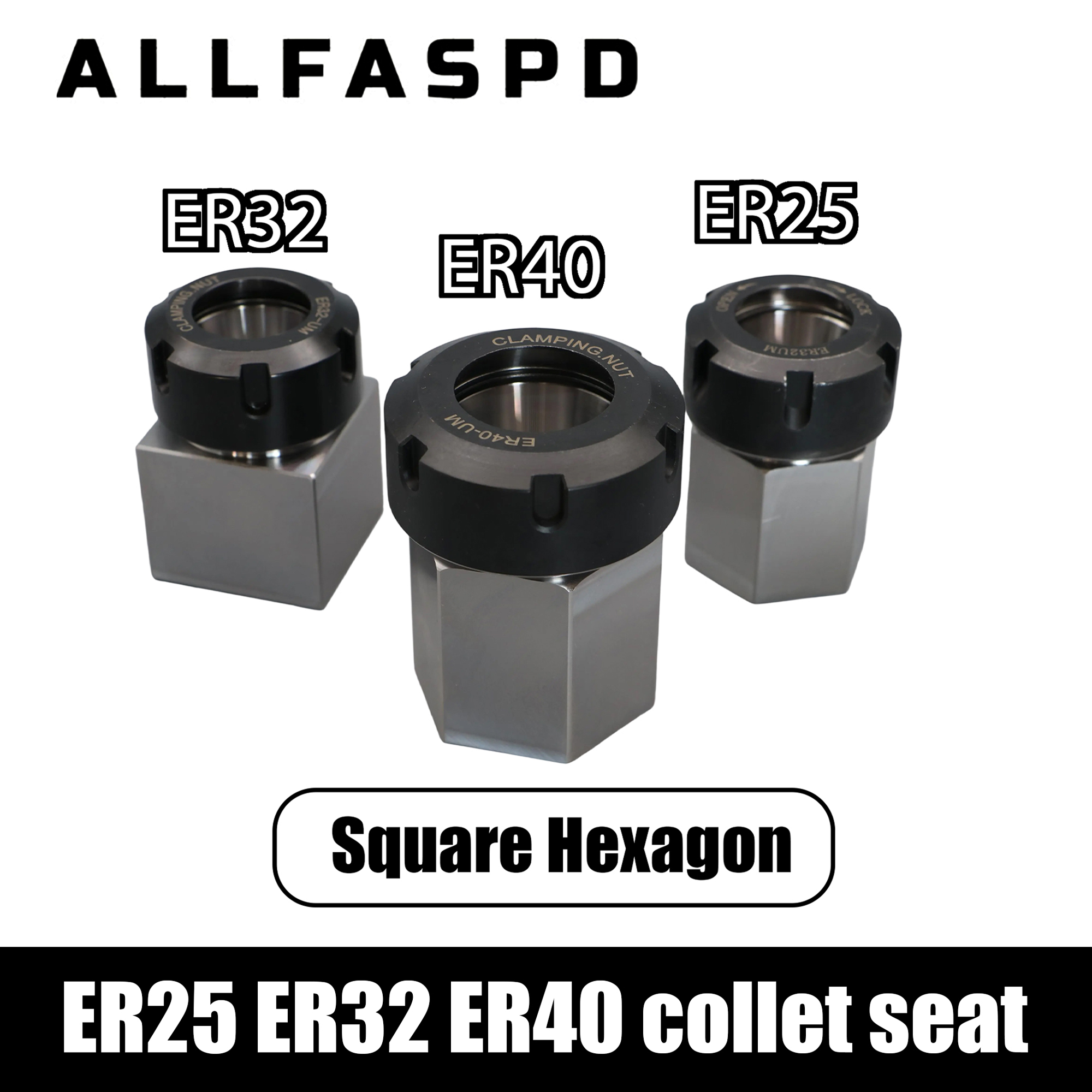 ER Hex Square ER25 ER32 ER40 Collet Block Chuck Holder ER25 ER32 ER40UM Collet Chuck Seat for CNC Lathe Engraving Machine