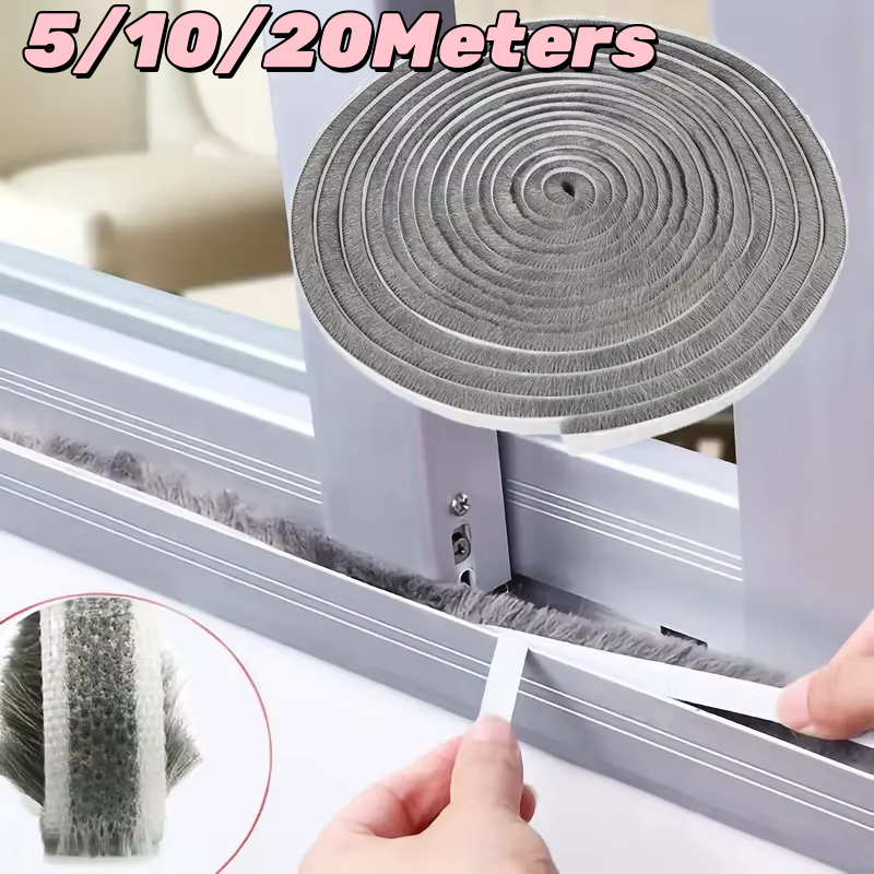 20/10/5Meters Brush Strip Self Adhesive Door Window Sealing Strip Home Door Window Sound Insulation Wind-proof Strip Gasket