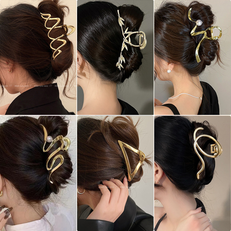 Jepit rambut cakar rambut logam mode baru klip rambut lintas geometris aksesori rambut jepit rambut jepit rambut jepit rambut jepit rambut