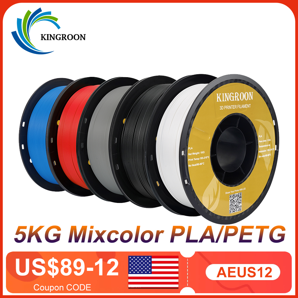 Filament PLA PETG TPU de haute qualité, matériau d'impression 3D nickel able, respectueux de l'environnement pour imprimante 3D, plastique 5 rouleaux, 5kg, 1.75mm