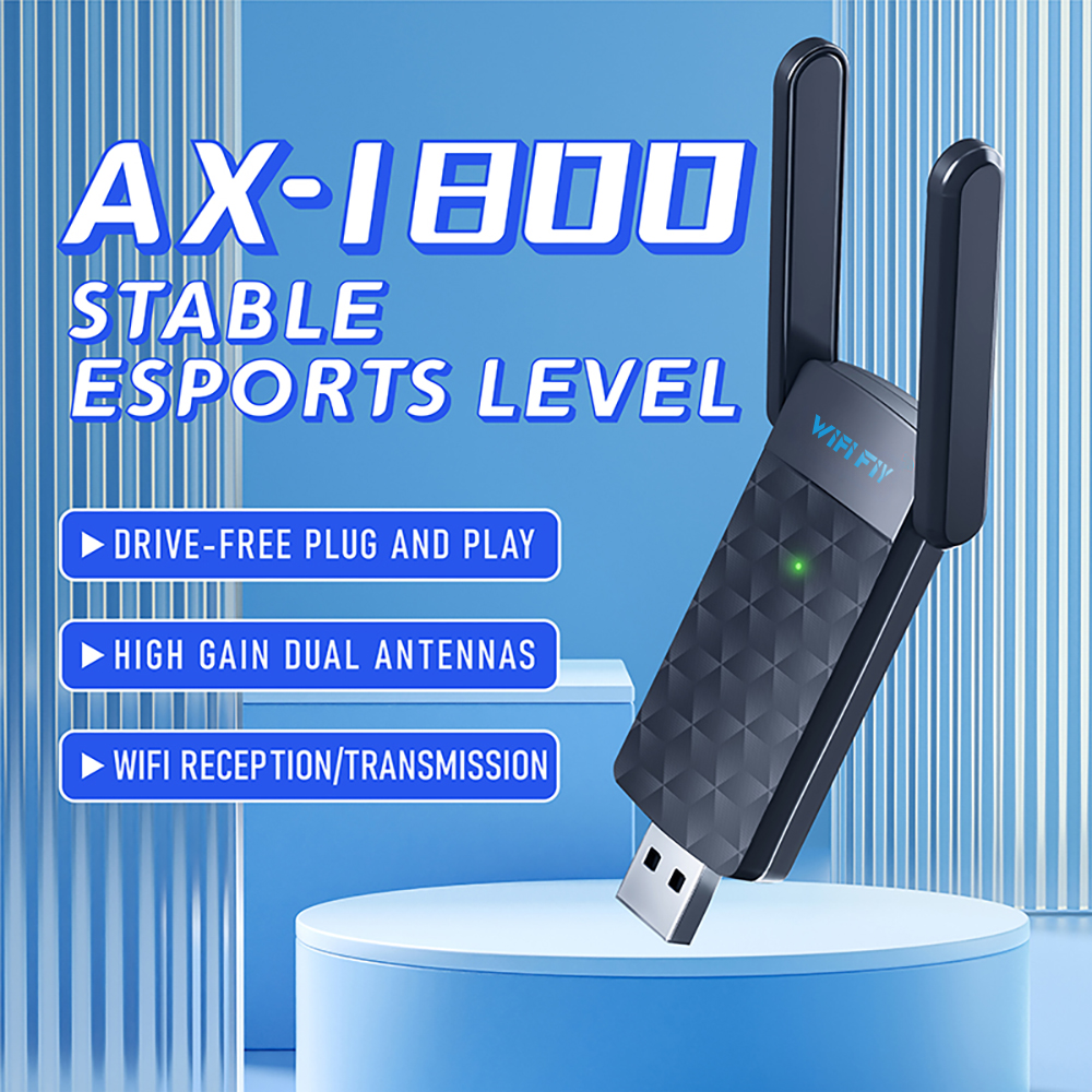 ไวไฟ 6 ยูเอสบี 3.0 อะแดปเตอร์ 1800Mbps 5G/2.4GHz USB Wi-Fi Dongle ไร้สาย 802.11ax การ์ดเครือข่ายเสาอากาศรับสัญญาณสูงสำหรับวินโดว์ 10 11