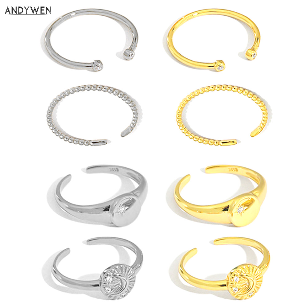 ANDYWEN, nuevo anillo multiajustable de Plata de Ley 925, joyería fina de moda redimensionable, joyería Punk Rock europea gruesa delgada 2020