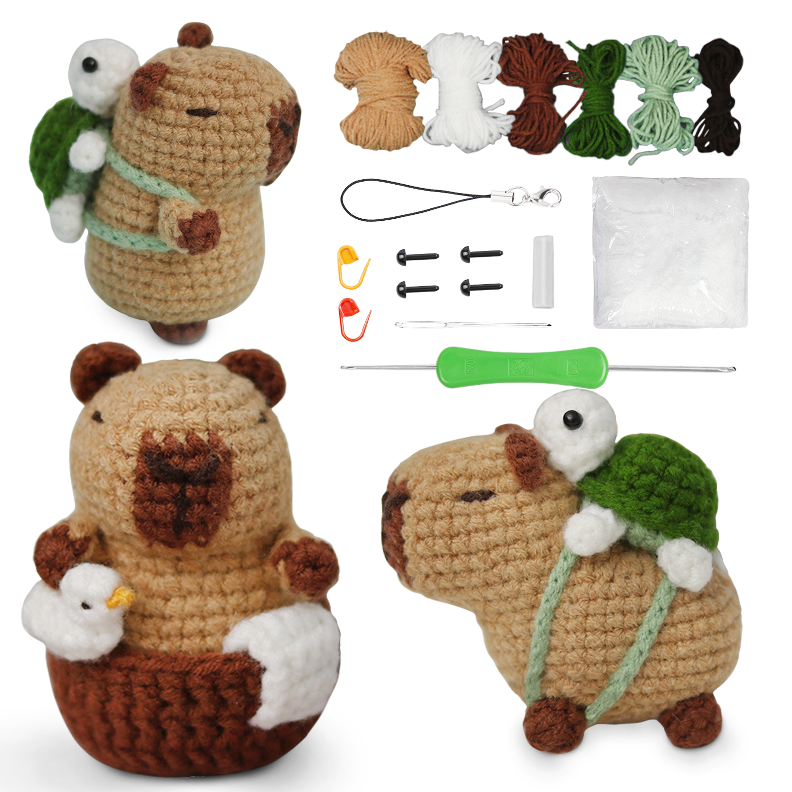 ชุดถัก Capybara, ชุดถักสัตว์น่ารัก, ของขวัญคริสต์มาส, ชุดถักสําหรับผู้เริ่มต้น, ชุดถักสําหรับคนรักงานฝีมือ,