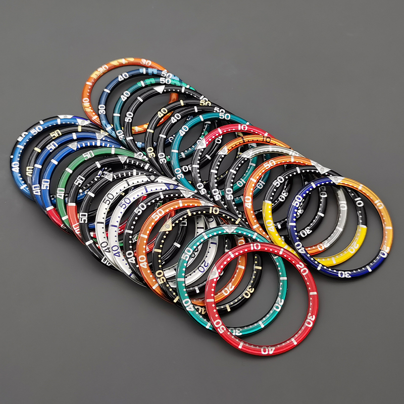 39mmx32mm Flat Resin Aluminium Bezel Insert Fits SKX 6105 6309 Turtle Watch Cases NH35 NH36 Case Watch Ring Mod Replace Parts