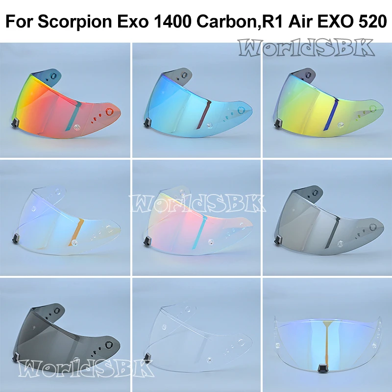 Helmets Visor For Scorpion Exo 1400 Carbon, R1 & EXO 520 Motorcycle Helmet Lens Visor Plating Uv Protection Lens Faceshield