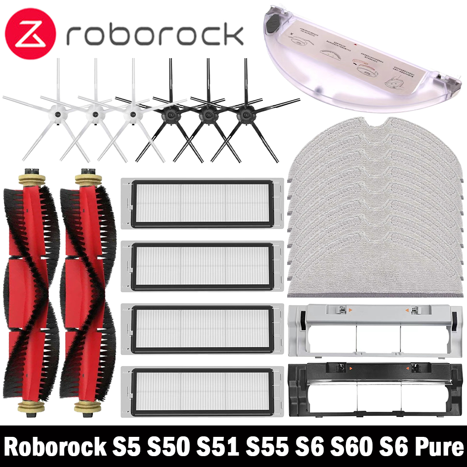 Para Xiaom Roborock S5 S50 S51 S55 S6 S60 S6 accesorios para aspiradoras puras filtro HEPA paño de mopa Cepillo principal lateral repuestos