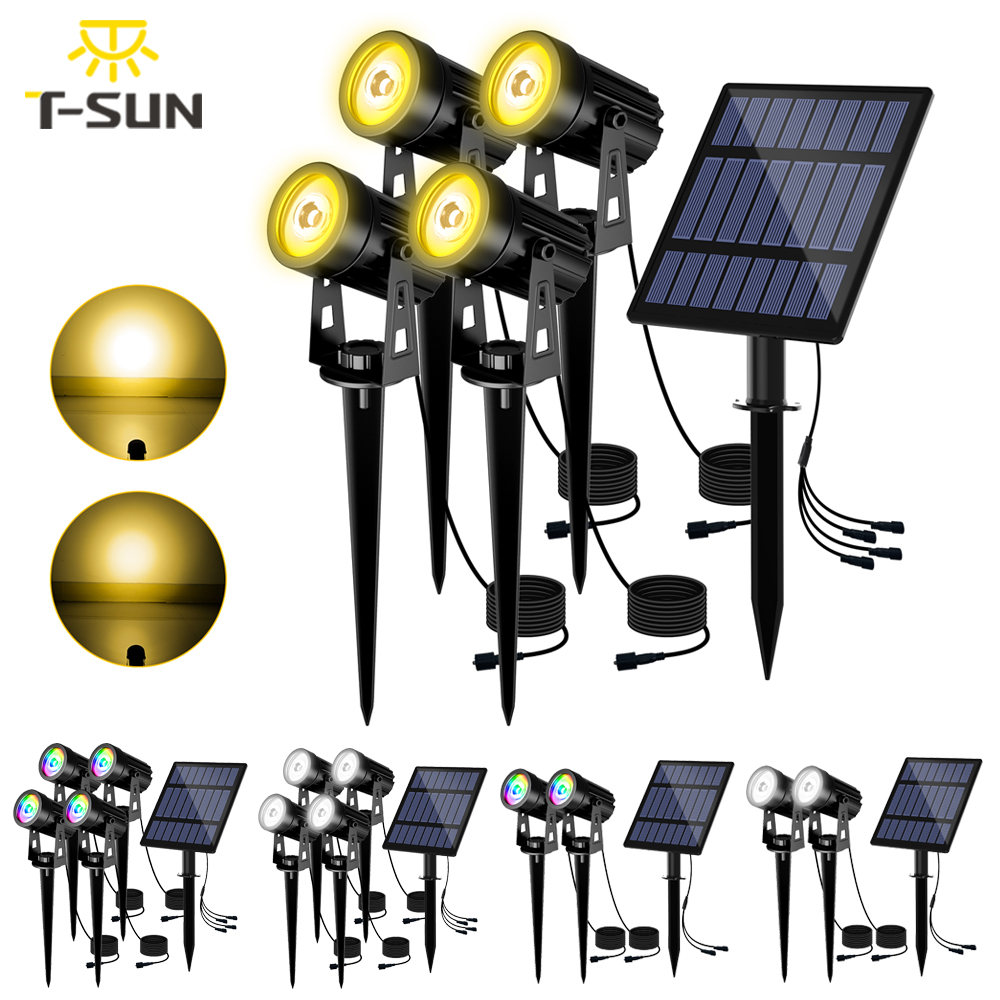 Luz LED Solar de 3000K/6000K/RGB, foco Solar para exteriores, luz Solar de jardín para exteriores IP65, luz de pared de energía Solar impermeable