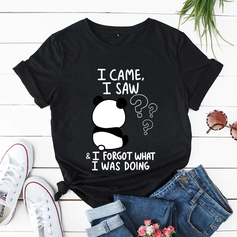 Maglietta da donna Panda Bella tendenza Camicia moda Panda I Vame I Saw Cartoon Donna Grafica maniche Harajuku Streetwear Top Tees