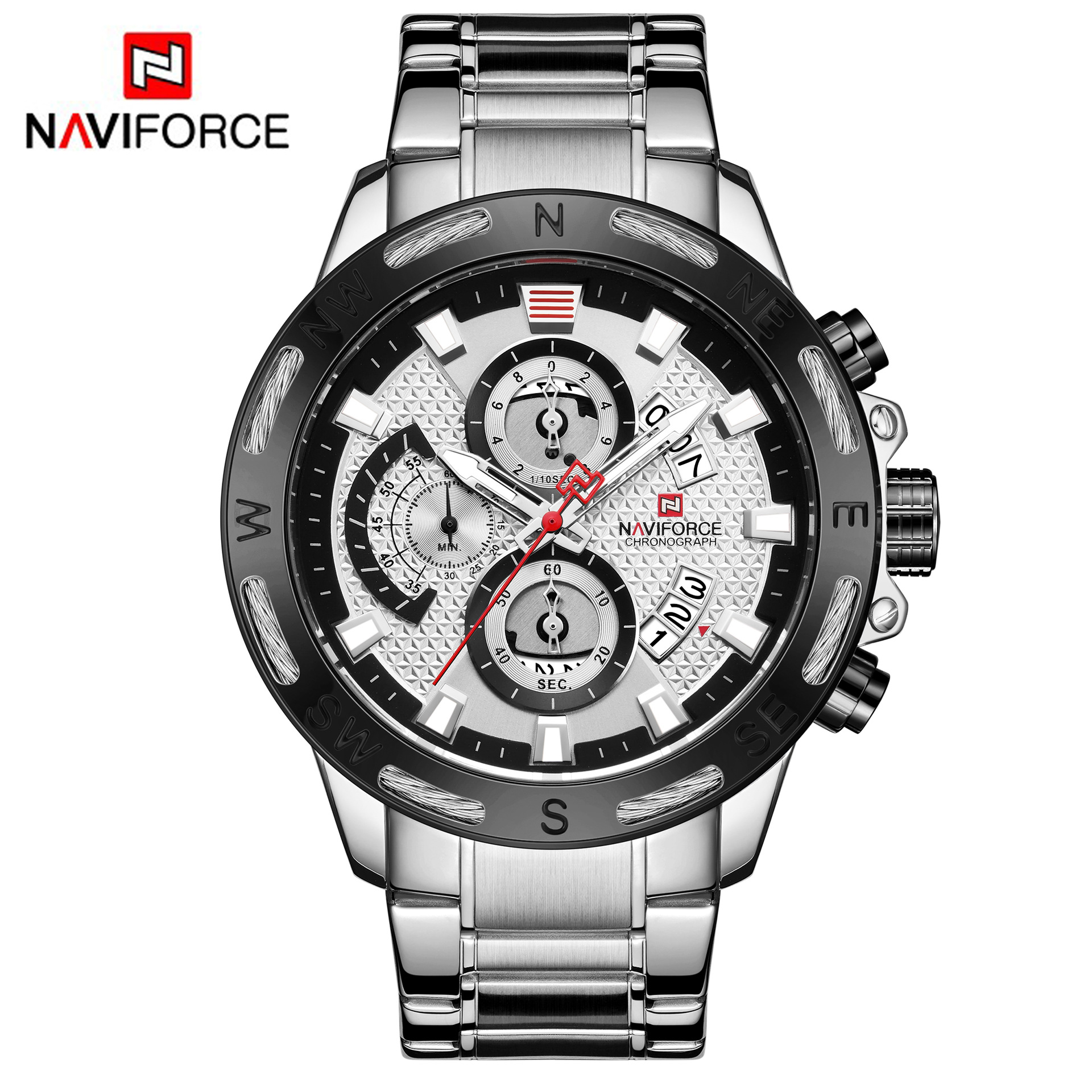 NAVIFORCE แบรนด์หรูวันที่ Japan Movt Square ควอตซ์ Casual Watch กองทัพทหารกีฬานาฬิกาผู้ชายนาฬิกานาฬิกาหนังผู้ชาย