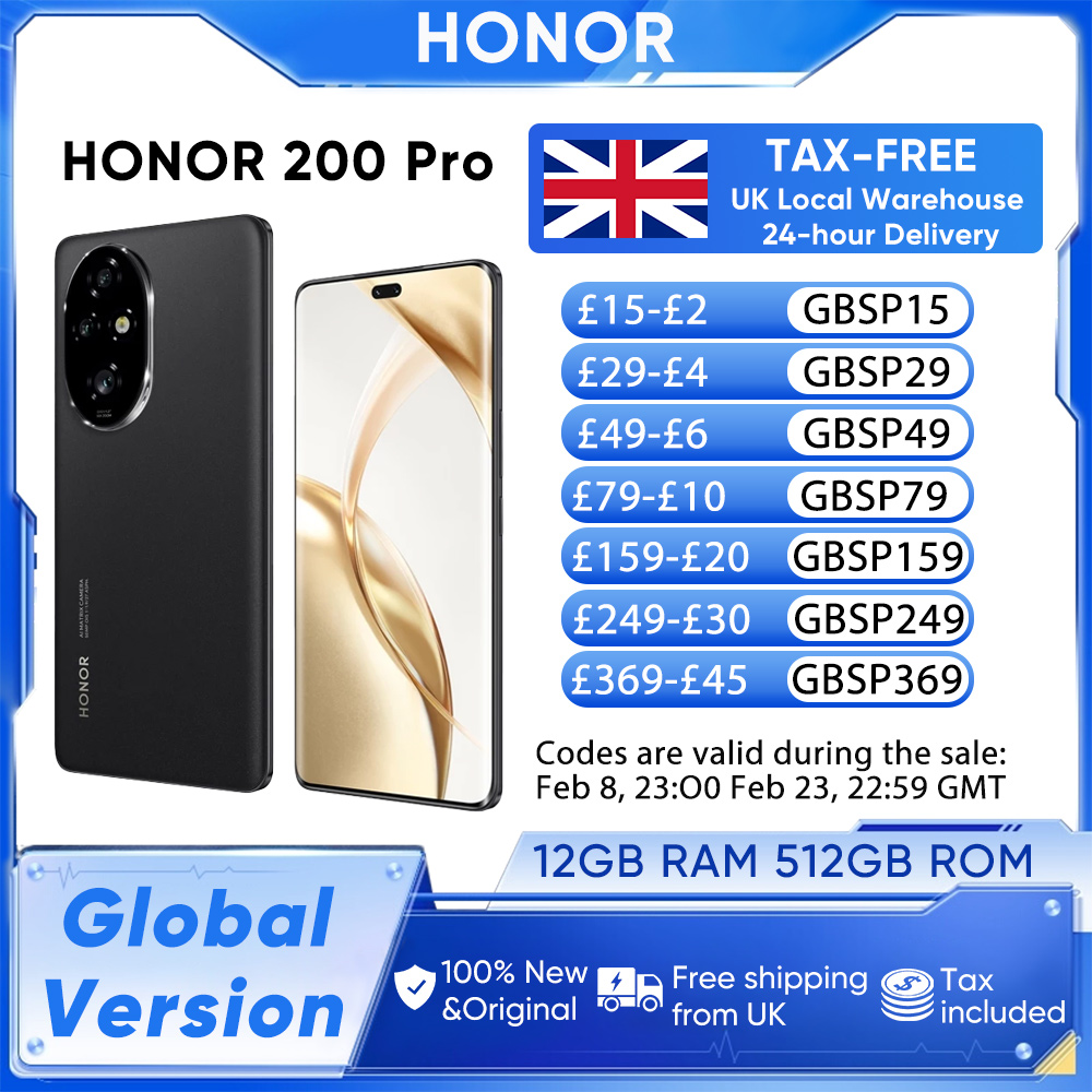 HONOR 200 Pro Global Version Snapdragon 8s Gen 3 5G Smartphone 6.78'' 120Hz AMOLED Display Support HONOR 100W SuperCharge