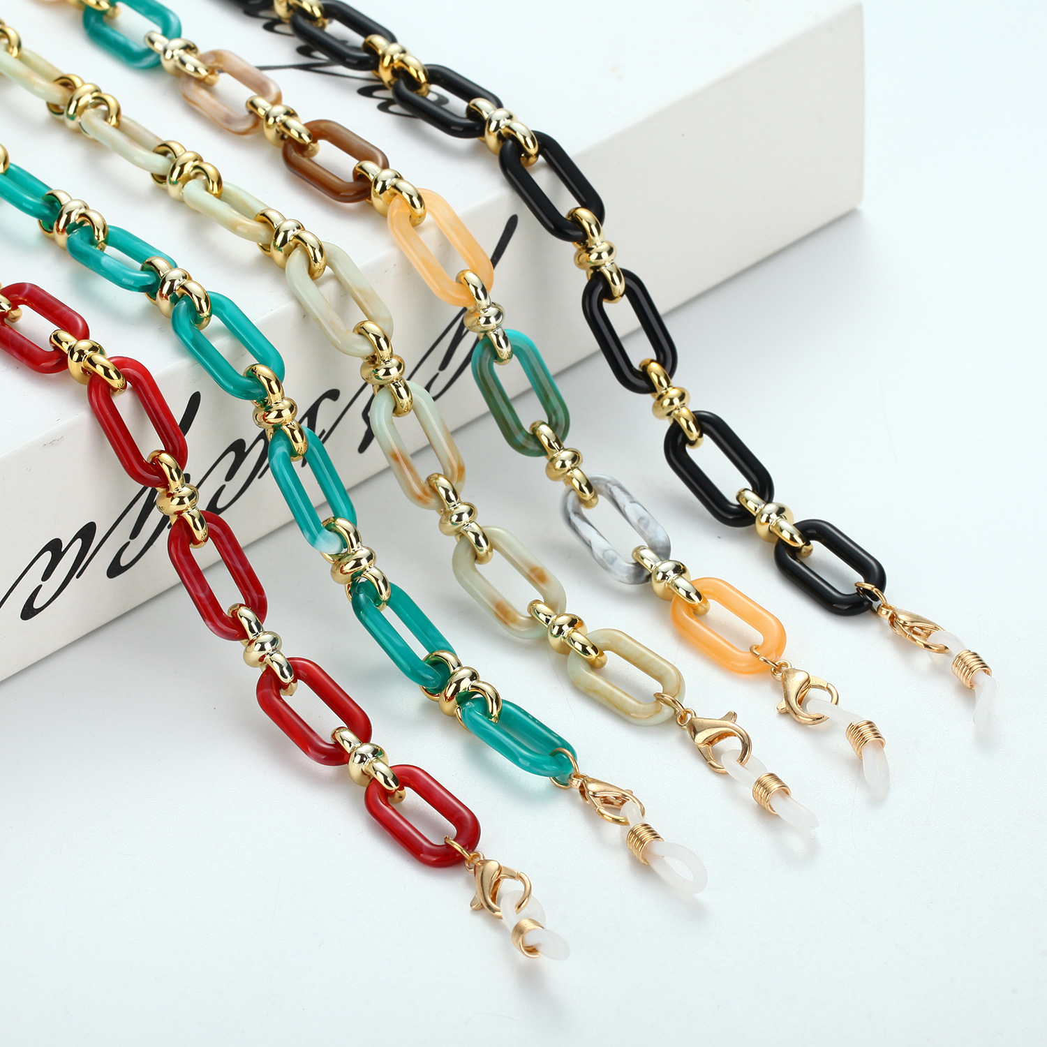 Chaîne de lunettes à boutons en acrylique ambre pour femmes, masque Anti-perte, lanières de lunettes de soleil suspendues, cordon de maintien, collier en corde
