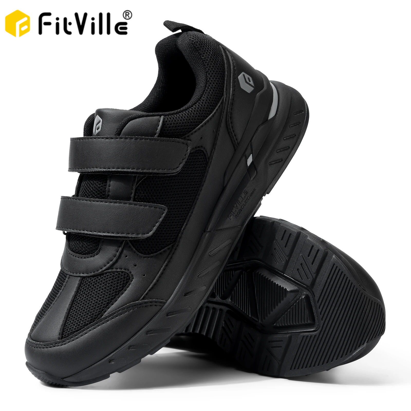 Buty dla chorych na cukrzycę FitVille dla mężczyzn o regulowanej szerokości bardzo szeroki buty do chodzenia wsuwane trampki dla ból stóp odciążających opuchniętych
