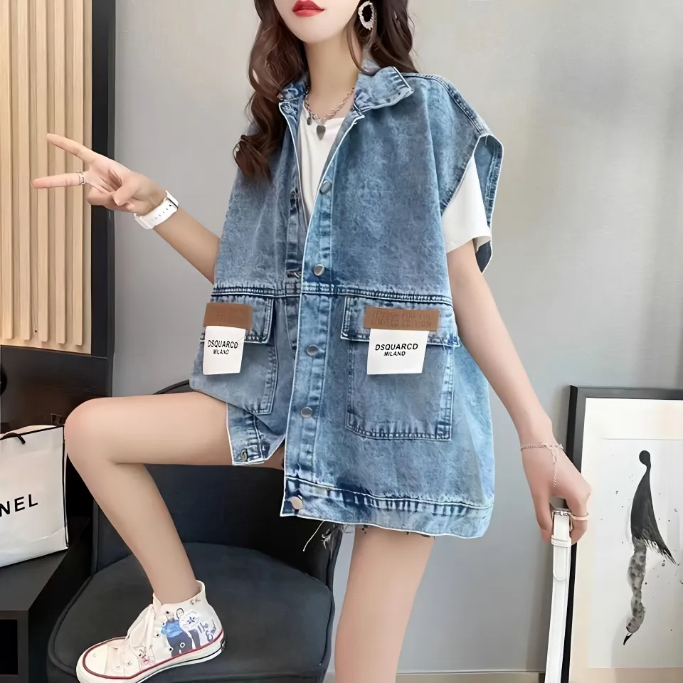 Manteau en Denim Déchiré pour Femme, Streetwear, Mode Coréenne, Rétro, Printemps, Été, Automne, Veste d'Étudiant, Nouvelle Collection