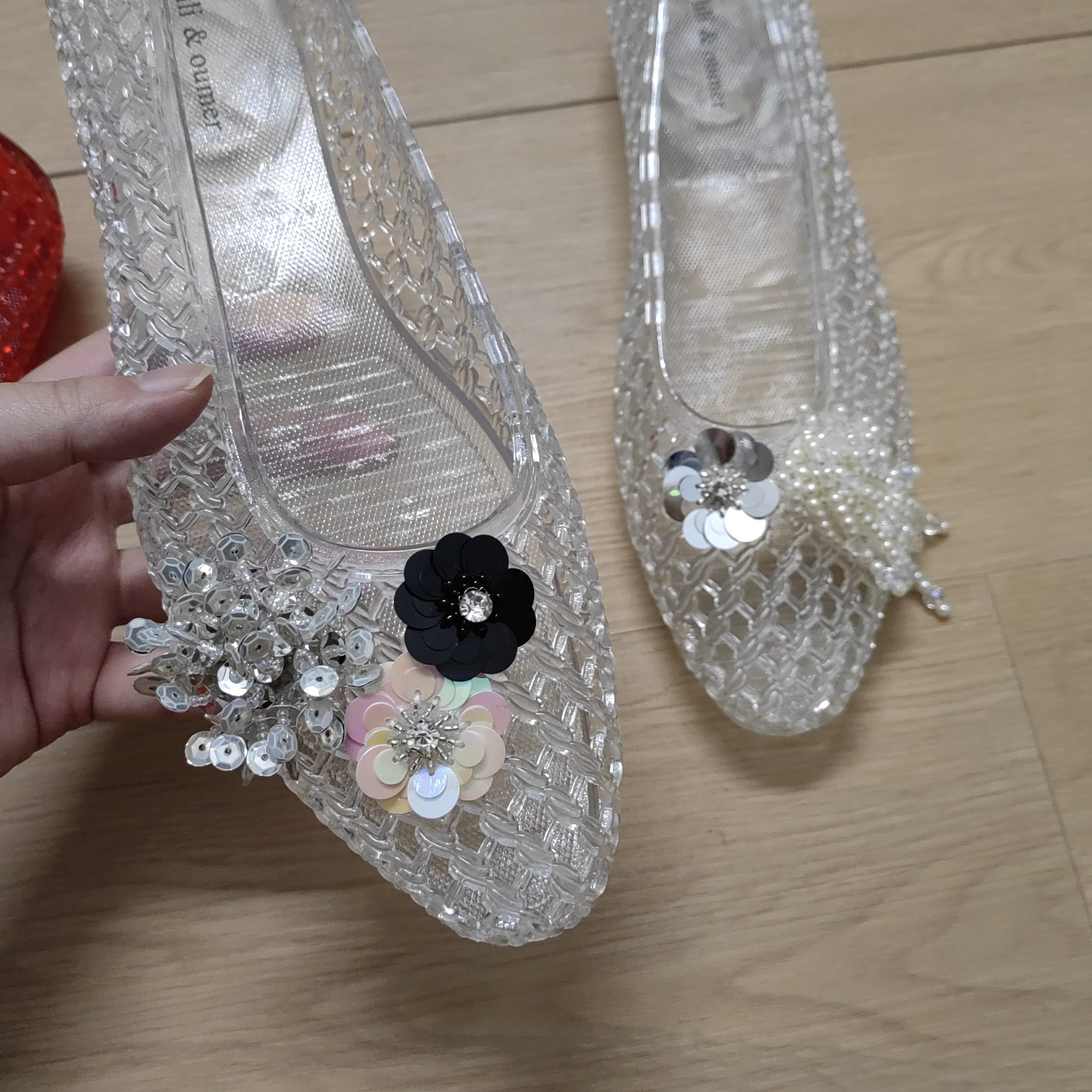 Sandálias de Cristal Elegantes para Mulheres, Sandálias Planas de Malha com Toque Sofisticado, Sapatos de Cristal Coreanos, Sapatos de Bico Fino para Mulheres