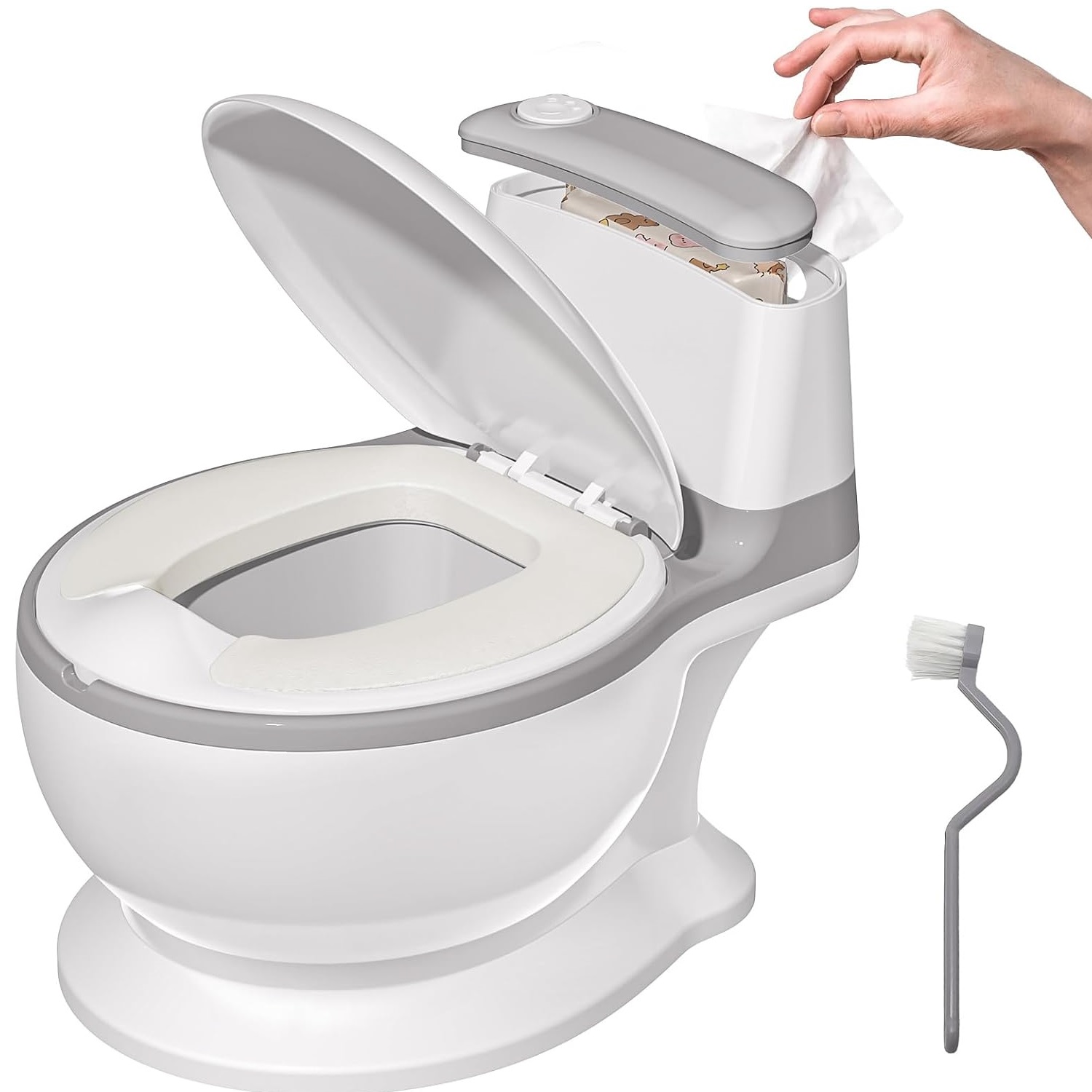 Baby Pot with removable tray, easy to clean, real hunting sound, children's potty learning toilet 1-4 years old, gray/Pink
