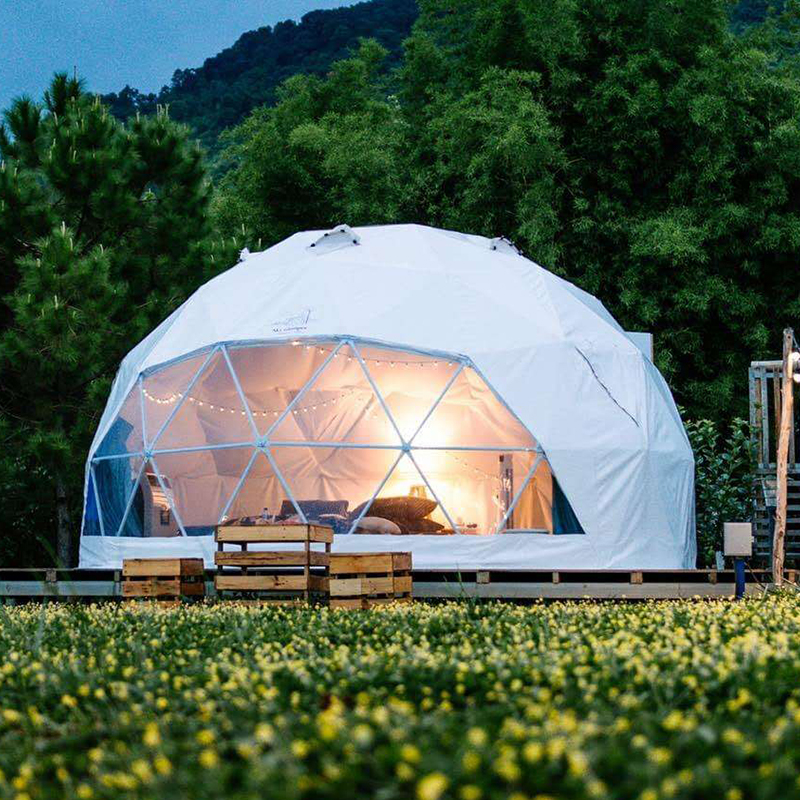 Geodätische Kuppel Herrenhaus Gewächshaus Zelt Freizeit Resort Urlaub im Freien Glamping rundes Zelt transparenten Sternen himmel Luxushotel Kuppel