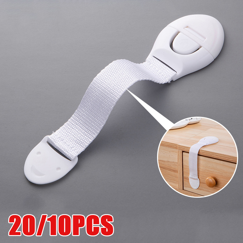 10/20 pçs trava de segurança do bebê gaveta webbing bloqueio de segurança multifuncional proteção pano cinto bloqueio gaveta fechaduras da porta do armário