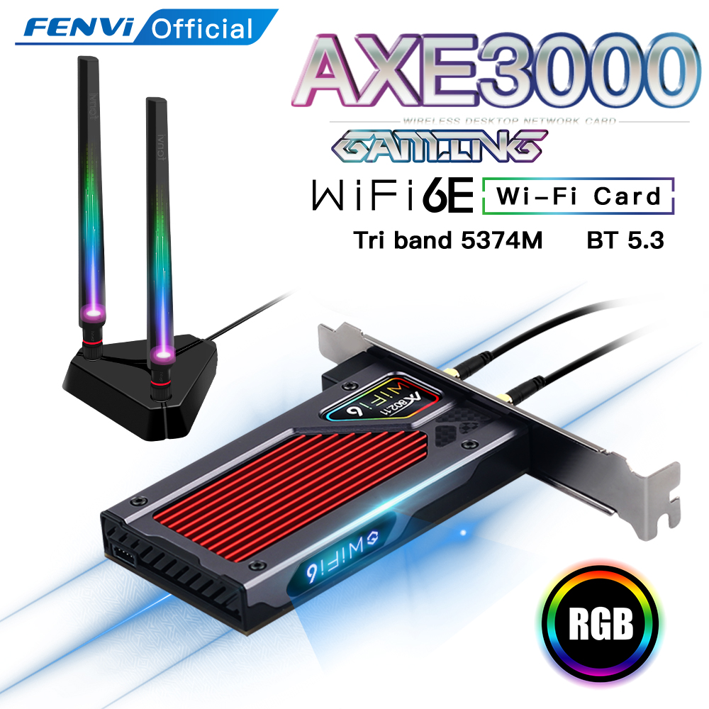FENVI FV-AXE3000 Wi-Fi 6E AX210 Bluetooth 5.3 ワイヤレス 5374Mbps 2.4G/5GHz/6G WiFi 802.11AX/AC PCIExpress ネットワーク カード アダプター PC