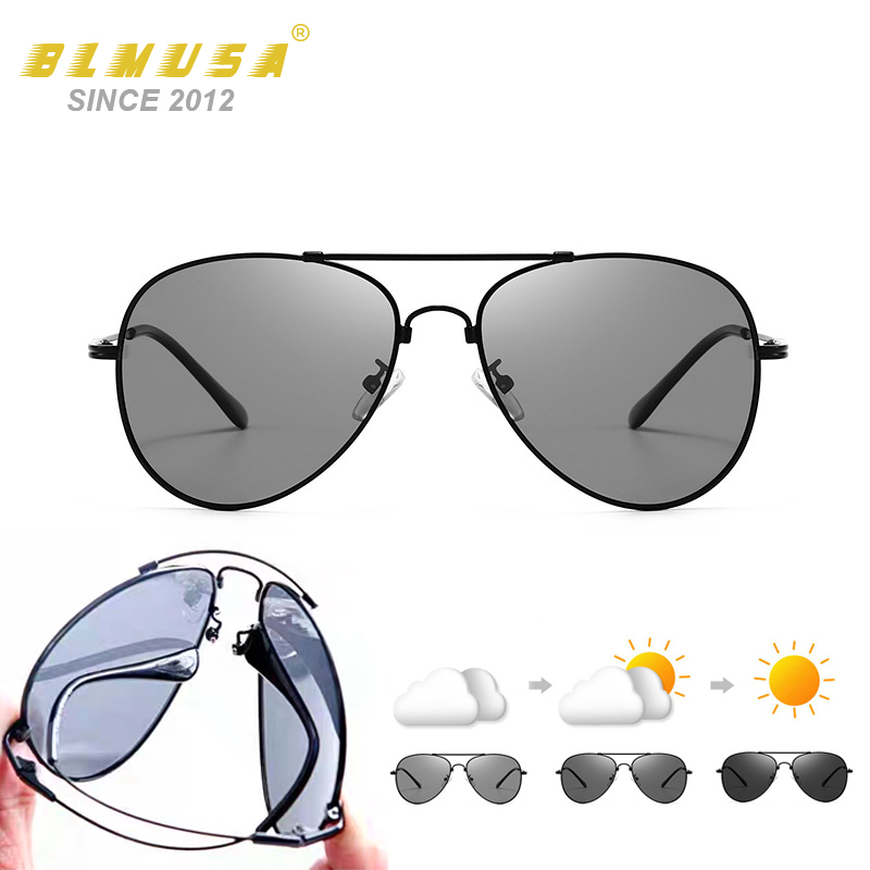 CLLOIO ใหม่ไทเทเนียม Kacamata Pilot Polarized ชายขับรถ Photochromic หน่วยความจำโลหะคางคกแว่นตากันแดดสำหรับชาย UV400