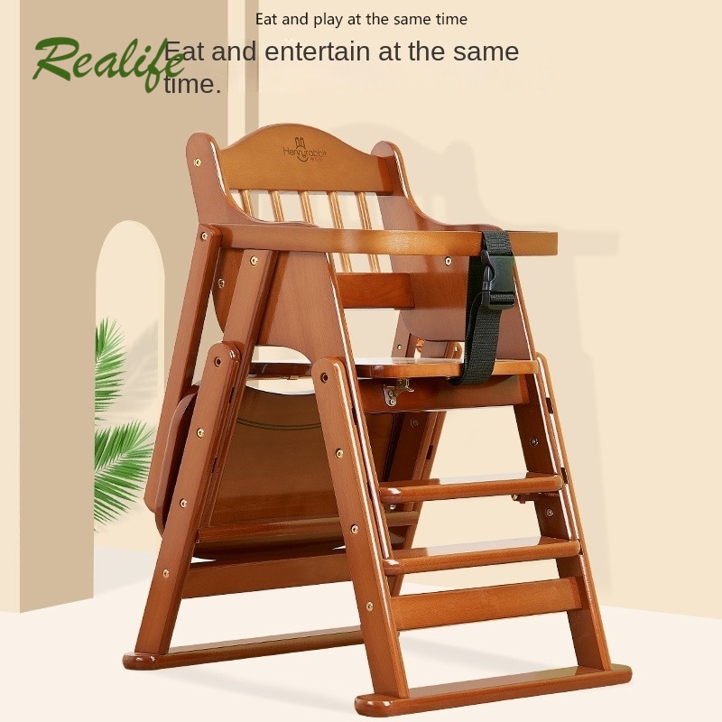 Silla de comedor de haya para bebé, silla de madera maciza para bebé, mesa de comedor para niños, mesa de comedor para el hogar, silla multifuncional plegable 2024