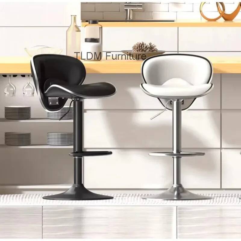 Banco de bar estofado moderno, ajustável, curvo, moderno, cadeira alta, casa, cozinha, ilha, balcão, jantar, banco de bar