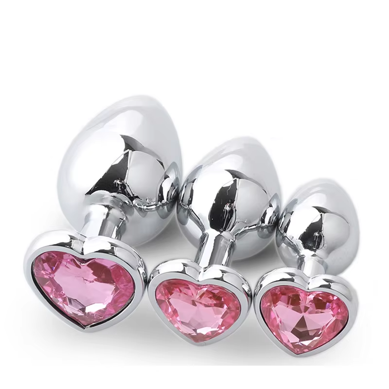 Anal Plug หัวใจ 3 ขนาดสแตนเลสสตีลคริสตัล Anal Plug ถอดได้ Butt Plug Stimulator Anal Sex ของเล่นนวดต่อมลูกหมาก Dildo