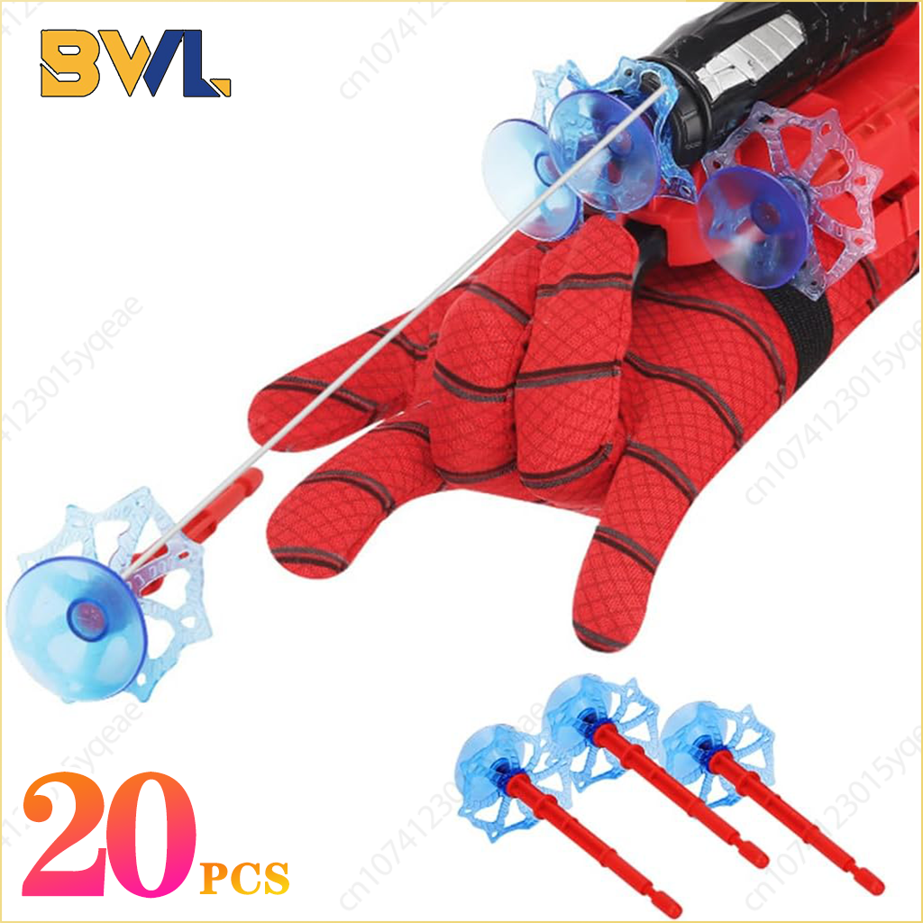 20Sets Spider Launcher Spugen Handschoenen Kleverige Muur Bullet Gun Zuignap Projectiel Speelgoed Kinderen Pols Lancering Spugen Speelgoed