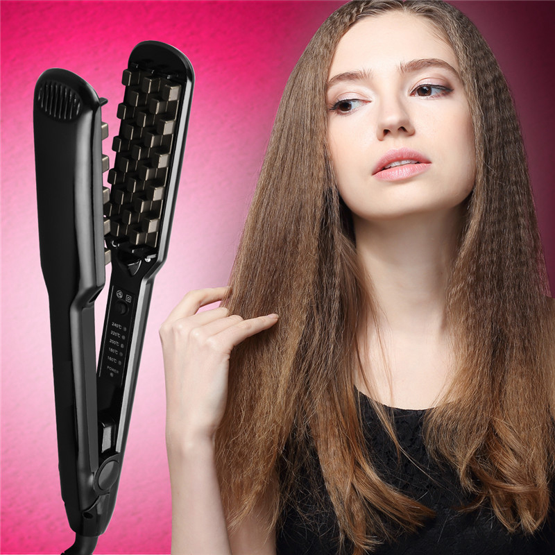 ผมเหล็กเซรามิค 3D ตารางผม Crimper Professional Volumizing Curling Iron ข้าวโพด Perm Fluffy Splint เหล็กแบนผมจัดแต่งทรงผมเครื่องมือ